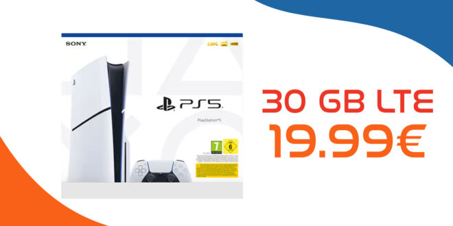 Sony Playstation 5 Disc Edition PS5 für einmalig 99,95 Euro mit 30GB 5GLTE und 50 Euro Wechselbonus bei Rufnummermitnahme nur 19,99 Euro monatlich