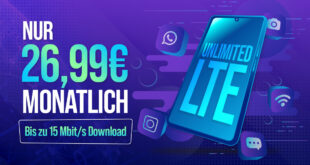 Unlimited LTE Datenvolumen monatlich kündbar - bis zu 15 Mbit/s im Download nur 26,99 Euro monatlich