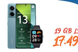 Xiaomi Redmi Note 13 Pro & Redmi Watch 3 Active mit 19GB LTE/5G nur 17,49 Euro monatlich – 29GB nur 18,49€ - nur 1 Euro Zuzahlung & kein Anschlusspreis