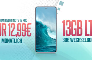 Xiaomi Redmi Note 13 Pro für einmalig 9 Euro mit 13GB LTE und 30 Euro Wechselbonus bei Rufnummermitnahme nur 12,99 Euro monatlich