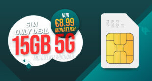 Monatlich kündbar im Vodafone Netz – 15GB 5G/LTE bei Rufnummermitnahme nur 8,99 Euro monatlich – 3 Monate 20% Rabatt auf den Tarifpreis oder 12 Monate 5GB onTOP mit Gutscheincode