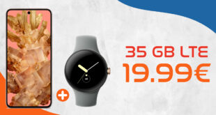 Google Pixel 8 & Google Pixel Watch WIFI für einmalig 29 Euro mit 35GB LTE nur 19,99 Euro monatlich