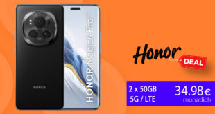 Honor Magic 6 Pro 5G -512GB- mit 2x 50GB LTE5G nur 34,98 Euro monatlich