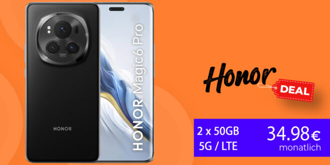 Honor Magic 6 Pro 5G -512GB- mit 2x 50GB LTE5G nur 34,98 Euro monatlich