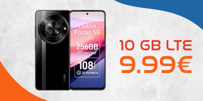 Nubia Focus 5G -256GB- mit 10GB LTE und 30 Euro Wechselbonus bei Rufnummermitnahme nur 9,99 Euro monatlich