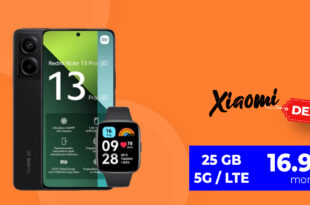 Xiaomi Redmi Note 13 Pro 5G & Redmi Watch 3 Active mit 15GB 5GLTE nur 15,99 Euro monatlich- 25GB nur 16,99 Euro - nur 1 Euro Zuzahlung und kein Anschlusspreis