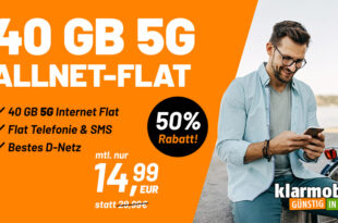 40GB 5G/LTE Allnet Flat im Telekom Netz nur 14,99 Euro monatlich - kein Anschlusspreis