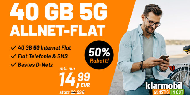 40GB 5G/LTE Allnet Flat im Telekom Netz nur 14,99 Euro monatlich - kein Anschlusspreis
