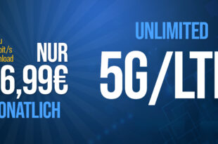 Unlimited 5G/LTE Datenvolumen monatlich kündbar – bis zu 15 Mbit/s im Download nur 26,99 Euro monatlich