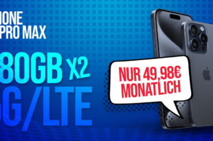 o2 Doppelkartenaktion mit 2x Mobile XL – 2x 280GB LTE/5G für monatlich 49,98 Euro – Apple iPhone 15 Pro Max -256GB- einmalig 199 Euro