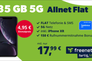 Apple iPhone XR mit 35GB 5GLTE & 150€ Bonus bei Rufnummermitnahme nur 17,99 Euro monatlich