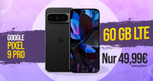 Google Pixel 9 Pro mit Trade-In Bonus (Einsendung Altgerät) für einmalig 79,99 Euro (statt 279,99 Euro) mit 60GB 5G/LTE & 50€ Wechselbonus bei Rufnummermitnahme nur 49,99 Euro monatlich