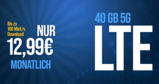 Monatlich kündbar - 20GB 5GLTE nur 7,99 Euro und 40GB 5GLTE nur 12,99 Euro monatlich