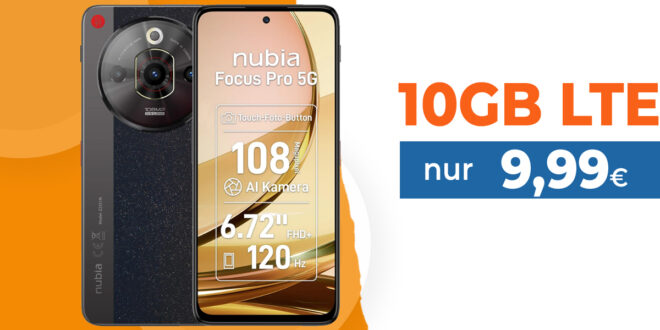 Nubia Focus 5G -256GB- für einmalig 1 Euro mit 10GB LTE und 30 Euro Wechselbonus bei Rufnummermitnahme nur 9,99 Euro monatlich