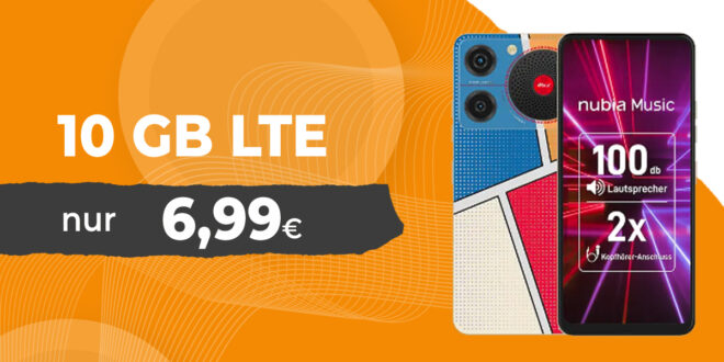 Nubia Music für einmalig 29 Euro mit 10GB 5GLTE nur 6,99 Euro monatlich