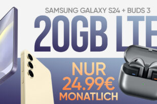 Samsung Galaxy S24 & Galaxy Buds 3 für einmalig 1 Euro mit 20GB LTE und 50 Euro Wechselbonus bei Rufnummernmitnahme nur 24,99 Euro monatlich