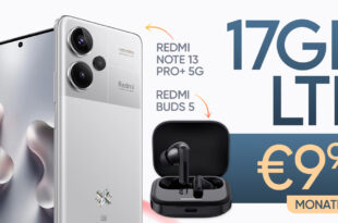 Xiaomi Redmi Note 13 Pro+ (Plus Version) 5G & Redmi Buds 5 mit 17GB LTE nur 9,99 Euro monatlich