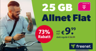 25GB Telekom Allnet Flat nur 9,99 Euro monatlich - mit 5G nur 11,99 Euro monatlich