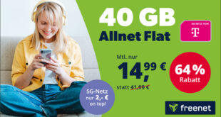 40GB Telekom Allnet Flat nur 14,99 Euro monatlich - 2€Monat inkl. 5G