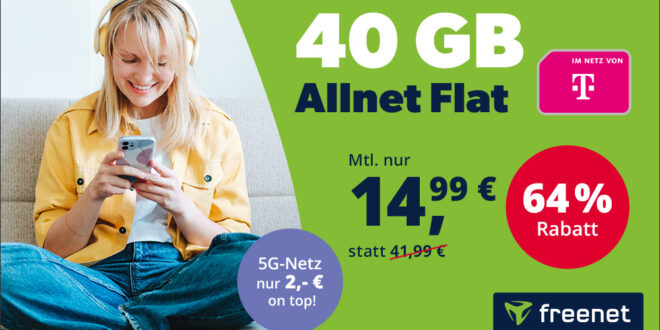 40GB Telekom Allnet Flat nur 14,99 Euro monatlich - 2€Monat inkl. 5G