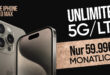 Apple iPhone 15 Pro Max -512GB- für einmalig 149,95 Euro mit unlimited GB 5G LTE nur 59,99 Euro monatlich