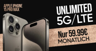 Apple iPhone 15 Pro Max -512GB- für einmalig 149,95 Euro mit unlimited GB 5G LTE nur 59,99 Euro monatlich