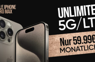 Apple iPhone 15 Pro Max -512GB- für einmalig 149,95 Euro mit unlimited GB 5G LTE nur 59,99 Euro monatlich