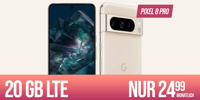 Google Pixel 8 Pro für einmalig 49 Euro mit 20GB LTE und 50 Euro Wechselbonus bei Rufnummermitnahme nur 24,99 Euro monatlich