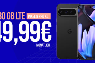 Google Pixel 9 Pro XL für einmalig 199,95 Euro mit 280 GB 5G LTE und 200 Euro Wechselbonus bei Rufnummermitnahme nur 49,99 Euro monatlich