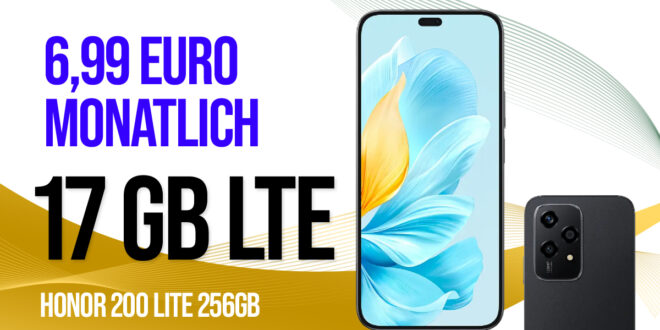 Honor 200 Lite -256GB- mit 17GB 5GLTE nur 6,99 Euro monatlich