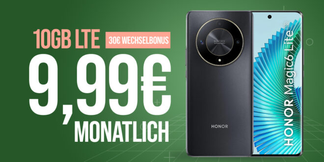 Honor Magic 6 Lite mit 10GB LTE und 30 Euro Wechselbonus bei Mitnahme der Nummer nur 9,99 Euro monatlich