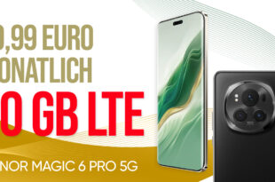 Honor Magic 6 Pro 5G für einmalig 29 Euro mit 20GB LTE und 50 Euro Wechselbonus bei Rufnummermitnahme nur 29,99 Euro monatlich