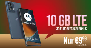 Motorola Edge 50 Fusion mit 10GB LTE und 30 Euro Wechselbonus bei Rufnummermitnahme nur 9,99 Euro monatlich