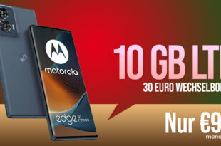 Motorola Edge 50 Fusion mit 10GB LTE und 30 Euro Wechselbonus bei Rufnummermitnahme nur 9,99 Euro monatlich