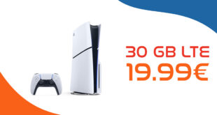 Sony PS5 PlayStation 5 Slim - Digital Edition mit 30GB 5GLTE und 50 Euro Wechselbonus bei Rufnummermitnahme nur 19,99 Euro monatlich