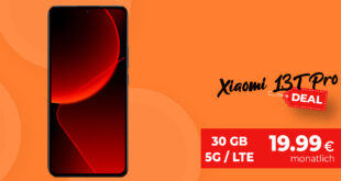 Xiaomi 13T Pro 12GB512GB für einmalig 129 Euro mit 30GB 5GLTE und 50 Euro Wechselbonus bei Rufnummermitnahme nur 19,99 Euro monatlich