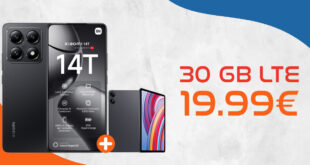 Xiaomi 14T -256GB- & Redmi Pad Pro Tablet für einmalig 99,99 Euro mit 30GB LTE nur 19,99 Euro monatlich - kein Anschlusspreis