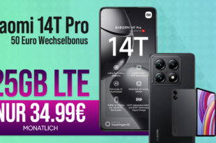 Xiaomi 14T Pro -512GB- & Redmi Pad Pro mit 25GB LTE und 50€ Wechselbonus bei Rufnummermitnahme nur 34,99 Euro monatlich