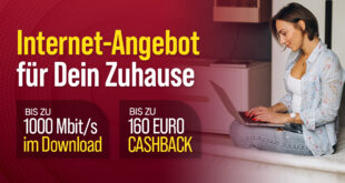 GigaZuhause Cable Max - bis zu 1000 Mbit/s im Download - dauerhaft 44.99 Euro monatlich + 160 Euro Cashback