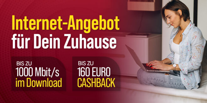 GigaZuhause Cable Max - bis zu 1000 Mbit/s im Download - dauerhaft 44.99 Euro monatlich + 160 Euro Cashback