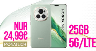 Honor Magic 6 Pro 5G für einmalig 99 Euro mit 25GB 5GLTE und 50 Euro Wechselbonus bei Rufnummermitnahme nur 24,99 Euro monatlich