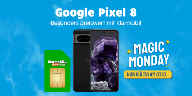 24StundenDeal - Google Pixel 8 für einmalig 119 Euro mit 20GB LTE und 150€ Rufnummerbonus bei Mitnahme der Nummer nur 19,99 Euro monatlich