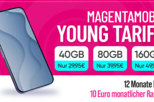 MagentaMobil Young Tarife mit doppeltem Datenvolumen und 12 Monate je 10 Euro monatlichen Rabatt