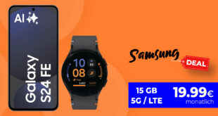 Samsung Galaxy S24 FE & Galaxy Watch FE für einmalig 49 Euro (+AG 39.99 Euro) mit 15GB 5GLTE nur 19.99 Euro monatlich