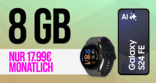 Samsung Galaxy S24 FE & Galaxy Watch FE für einmalig 49 Euro (+ Anschlusspreis 39.99 Euro) mit 8GB LTE nur 17.99 Euro monatlich