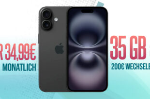 Apple iPhone 16 -128GB- für einmalig 279 Euro (+AG 39.99€) mit 35GB 5GLTE und 200 Euro Wechselbonus bei Rufnummernmitnahme nur 34.99 Euro monatlich