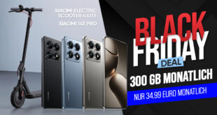 Black Friday Deal - Xiaomi 14T Pro & Xiaomi Electric Scooter 4 Lite für einmalig 1 Euro (+AG 39.99€) mit 300GB nur 34.99 Euro monatlich