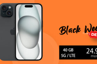 Black Week Deal - iPhone 15 für einmalig 99.99 Euro mit 40GB 5G nur 24.99 Euro monatlich - kein Anschlusspreis