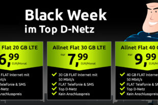 Black Week SIM Only Tarife im Vodafone Netz - 20GB nur 6.99 Euro - 30GB nur 7.99 Euro - 40GB nur 9.99 Euro monatlich