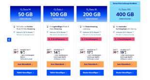 Datentarife für o2 Bestandskunden - 50GB nur 9.99€ - 100GB nur 14.99€ - 200GB nur 17.49€ und 400GB nur 19.99€ monatlich